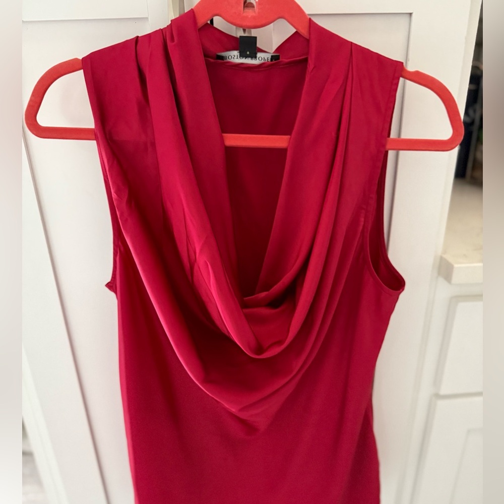 Red/Wine Satin Cowl-Neck Charm Blouse – Size M – Elegant & Versatile- Worn once - Picture 8 of 10